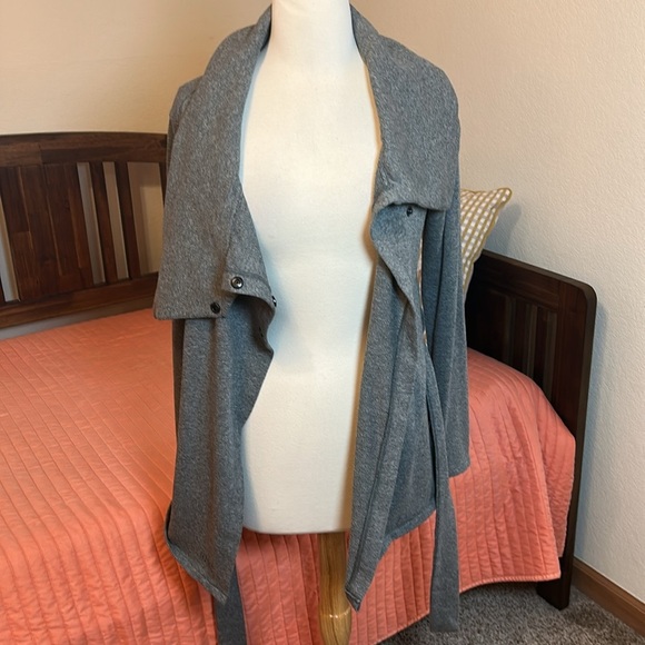Harley Davidson Asymmetric Cowl Neck Belted Long Cardigan Shacket, size Medium - Picture 6 of 16